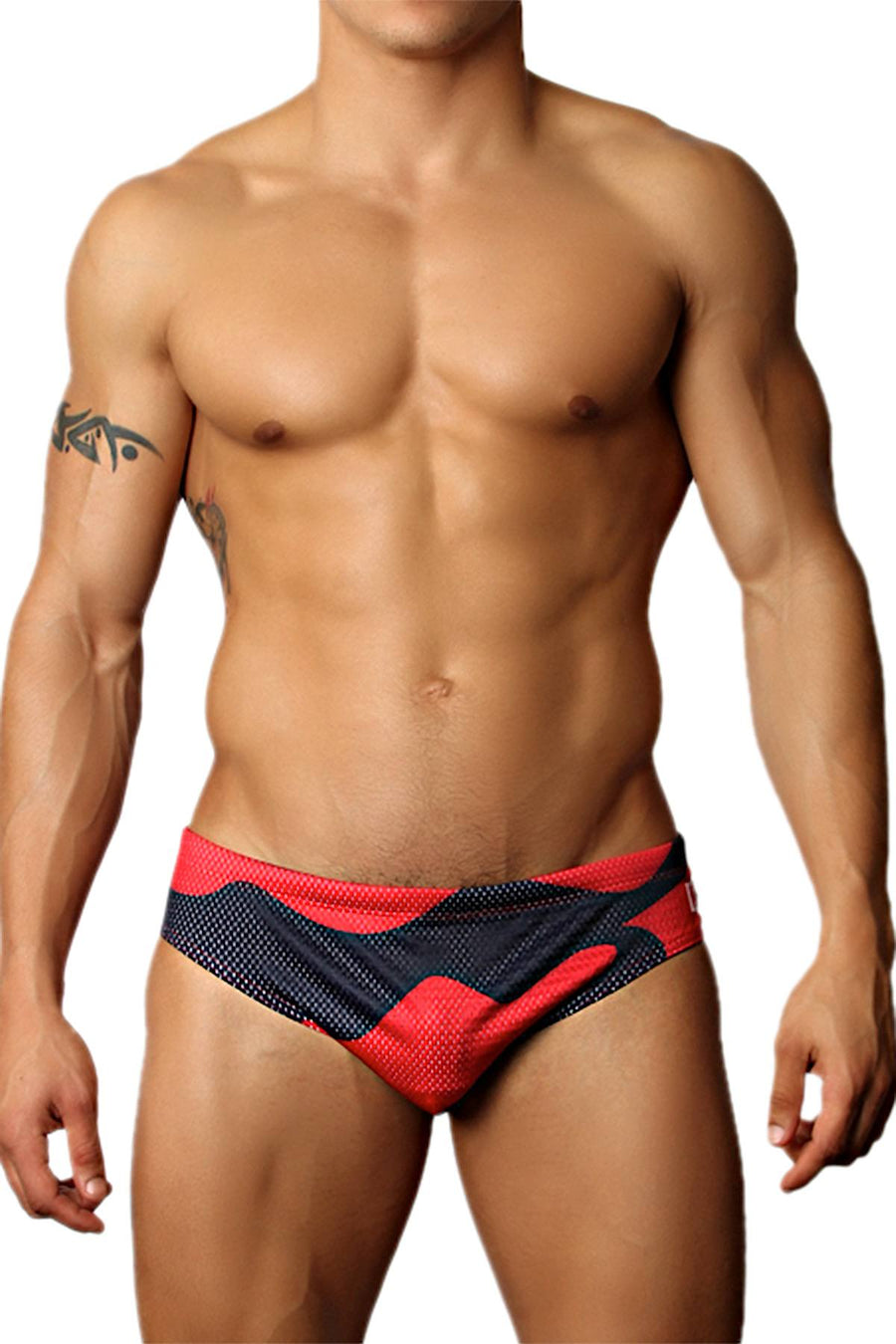 Timoteo Red Lava Mesh Swim Brief