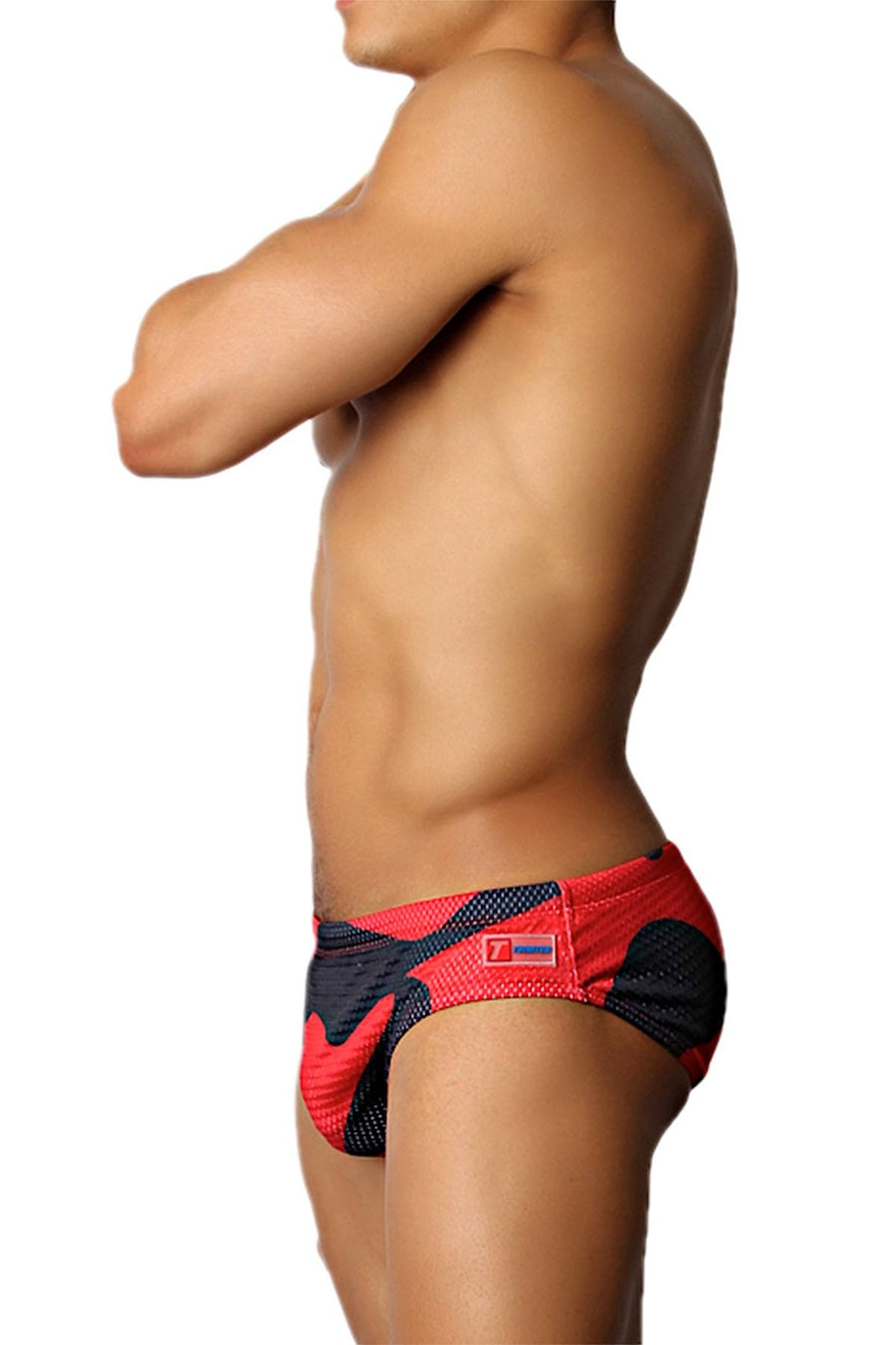 Timoteo Red Lava Mesh Swim Brief