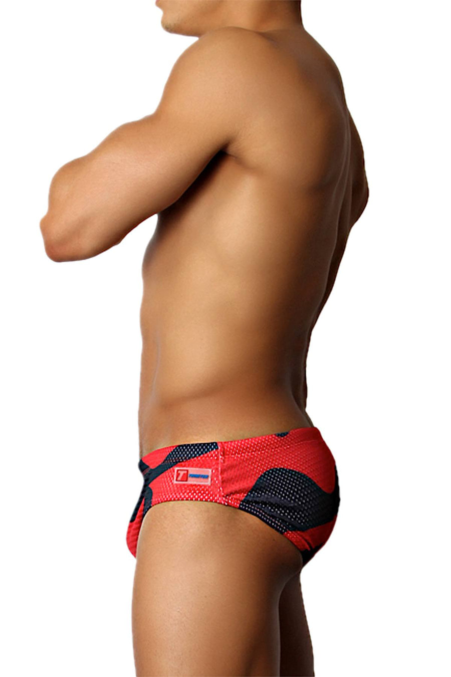 Timoteo Red Lava Mesh Swim Brief