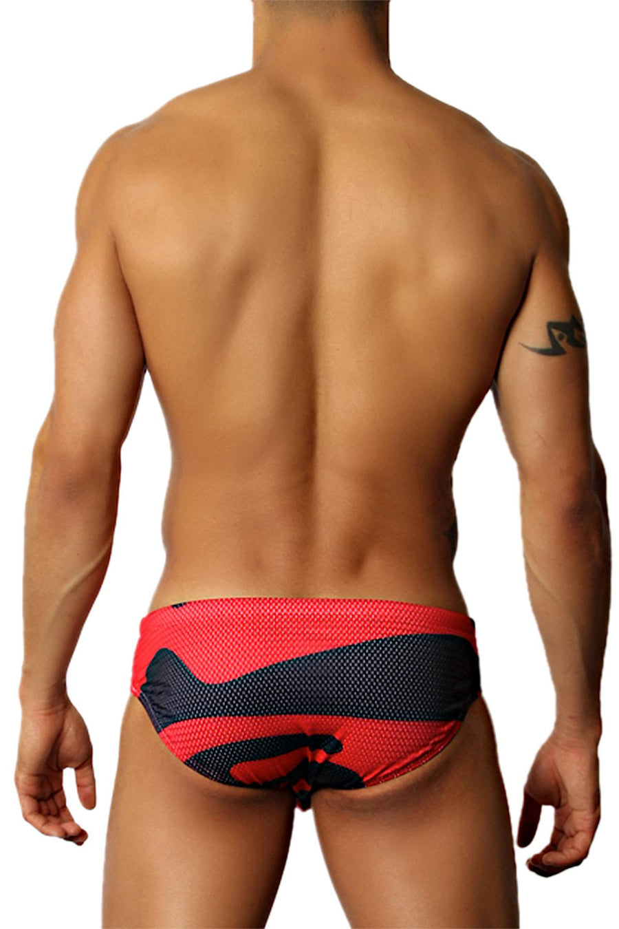 Timoteo Red Lava Mesh Swim Brief