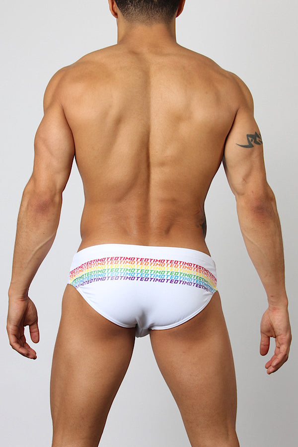 Timoteo White PRIDE-19 Ltd. Edition Swim Brief