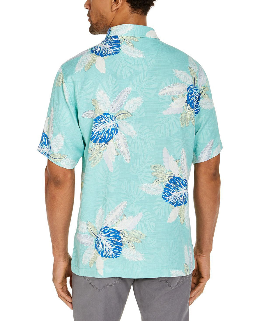 Tommy Bahama Coastal Gardens Classic-fit Tropical Print Silk Camp Shirt Kohala Teal