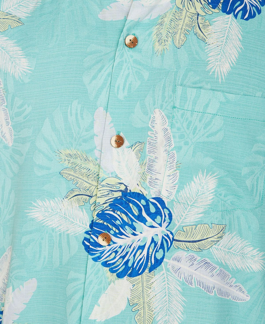 Tommy Bahama Coastal Gardens Classic-fit Tropical Print Silk Camp Shirt Kohala Teal