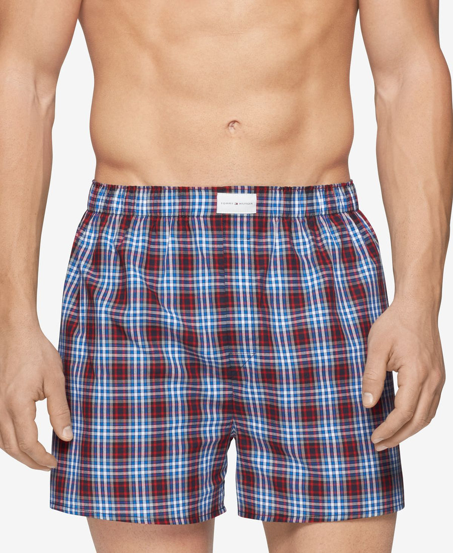 Tommy Hilfiger 3 Pack Woven Cotton Boxers Blue/Red Assorted