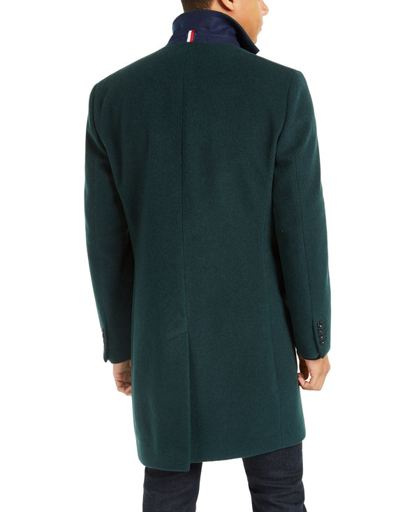 Tommy Hilfiger Addison Wool-blend Trim Fit Overcoat Forest Green