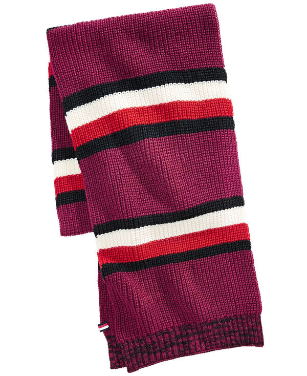 Tommy Hilfiger Back Bay Cardigan-knit Striped Marled Scarf Rhododendron