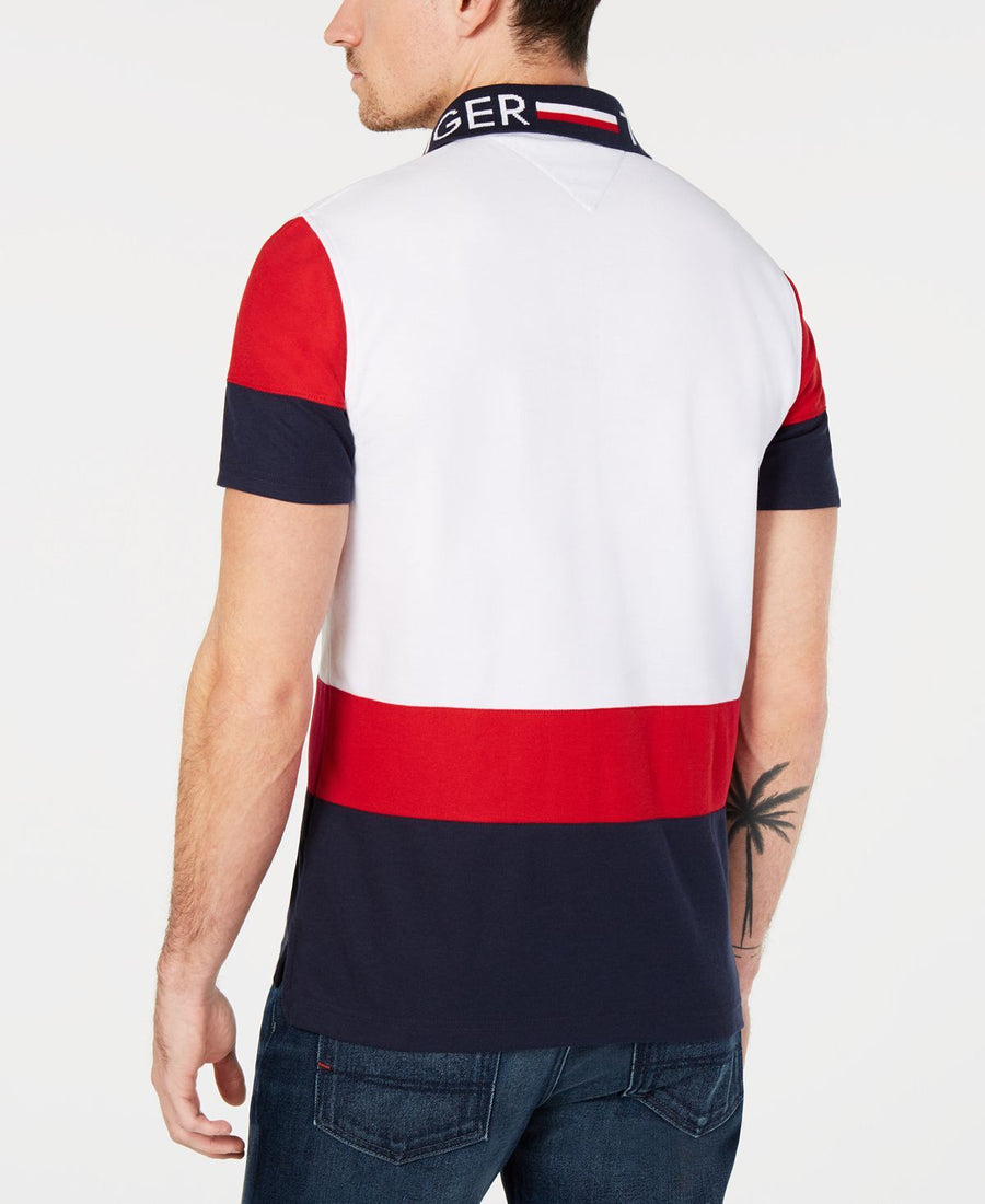 Tommy Hilfiger Classic Fit Bryant Colorblocked Polo Bright White / Apple Red