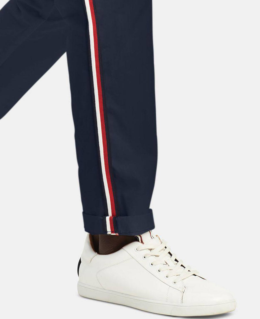 Tommy Hilfiger Custom Fit Stretch Signature Stripe Chinos in Navy Blaze