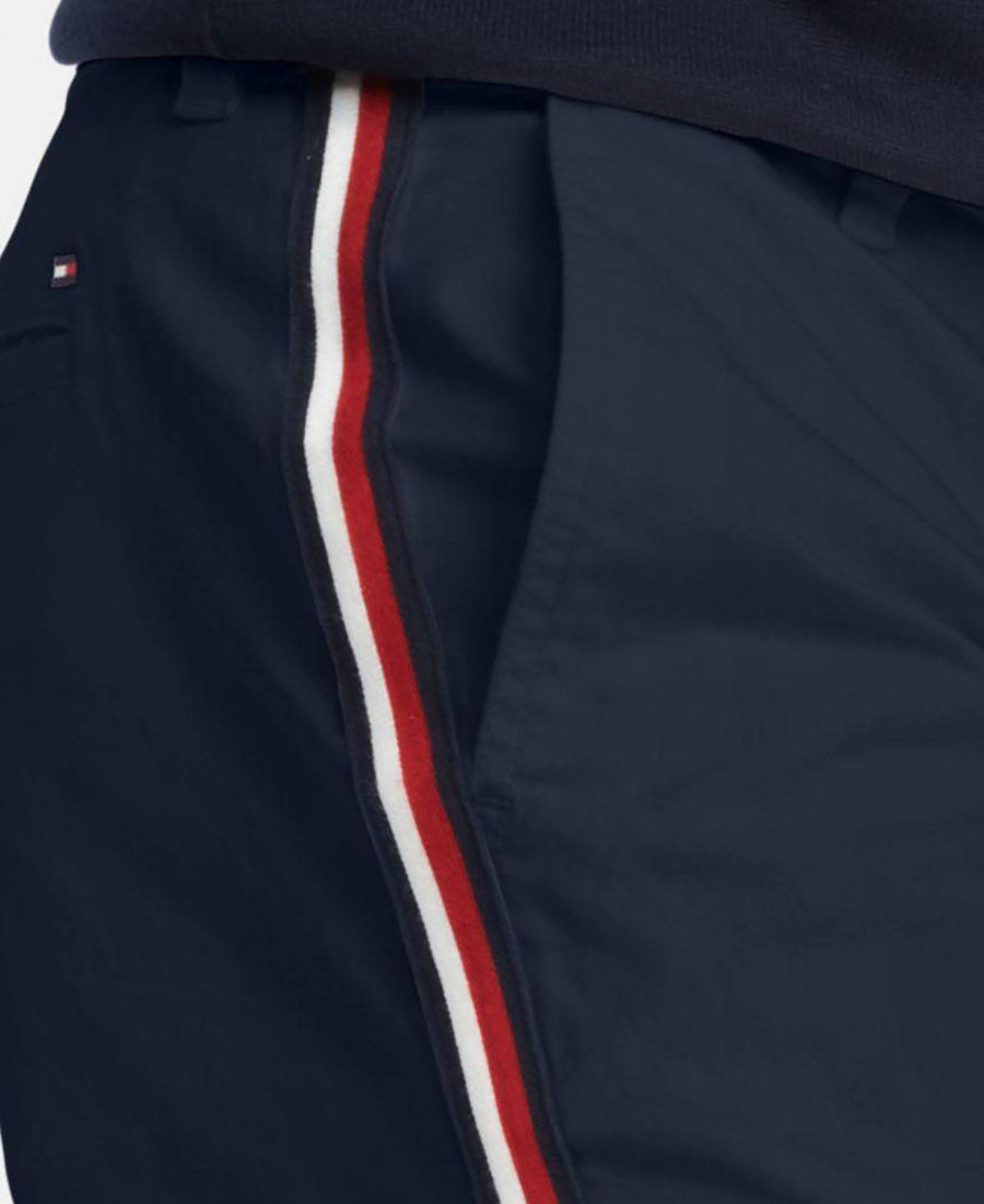 Tommy Hilfiger Custom Fit Stretch Signature Stripe Chinos in Navy Blaze