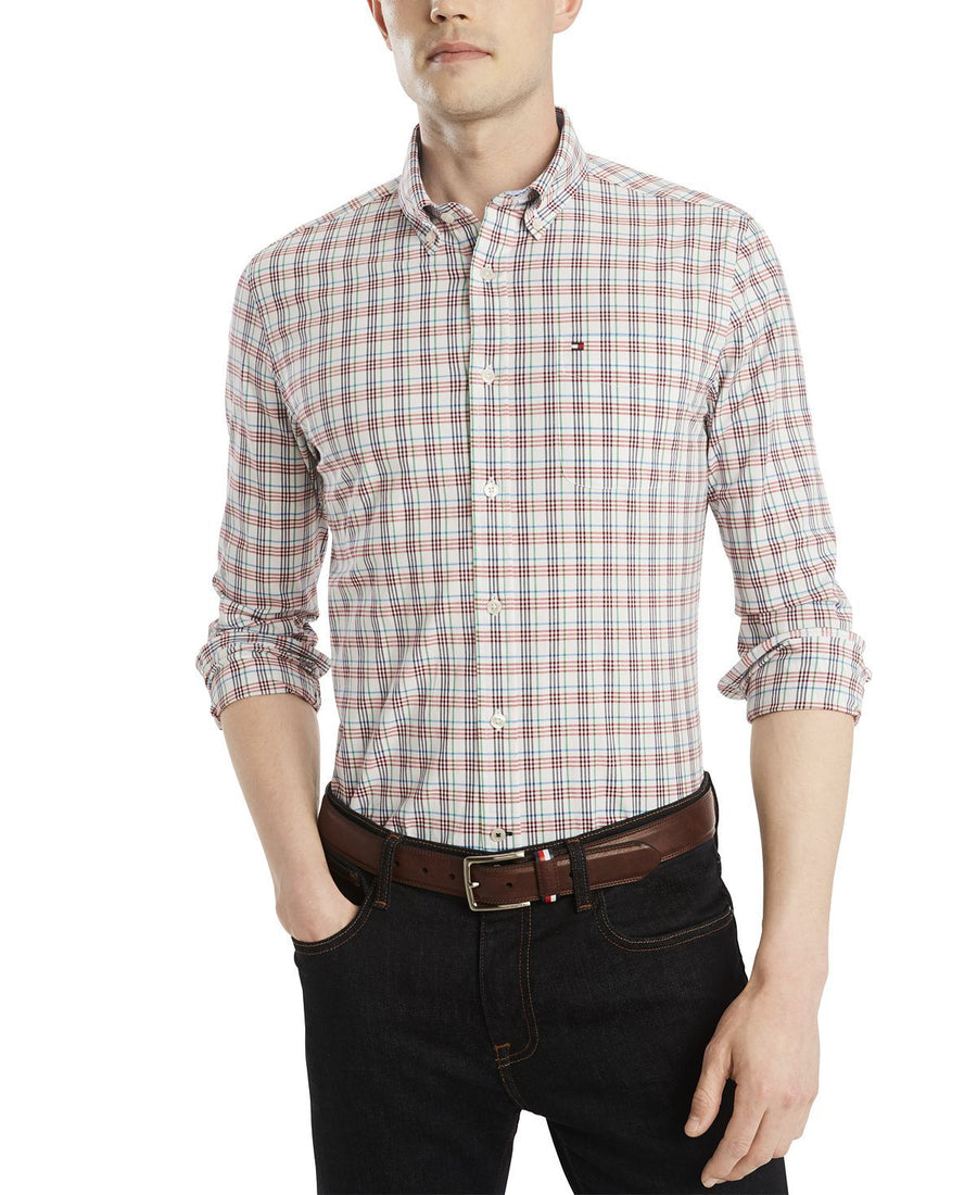 Tommy Hilfiger Custom-fit Stretch Sammy Plaid Shirt Apple Red