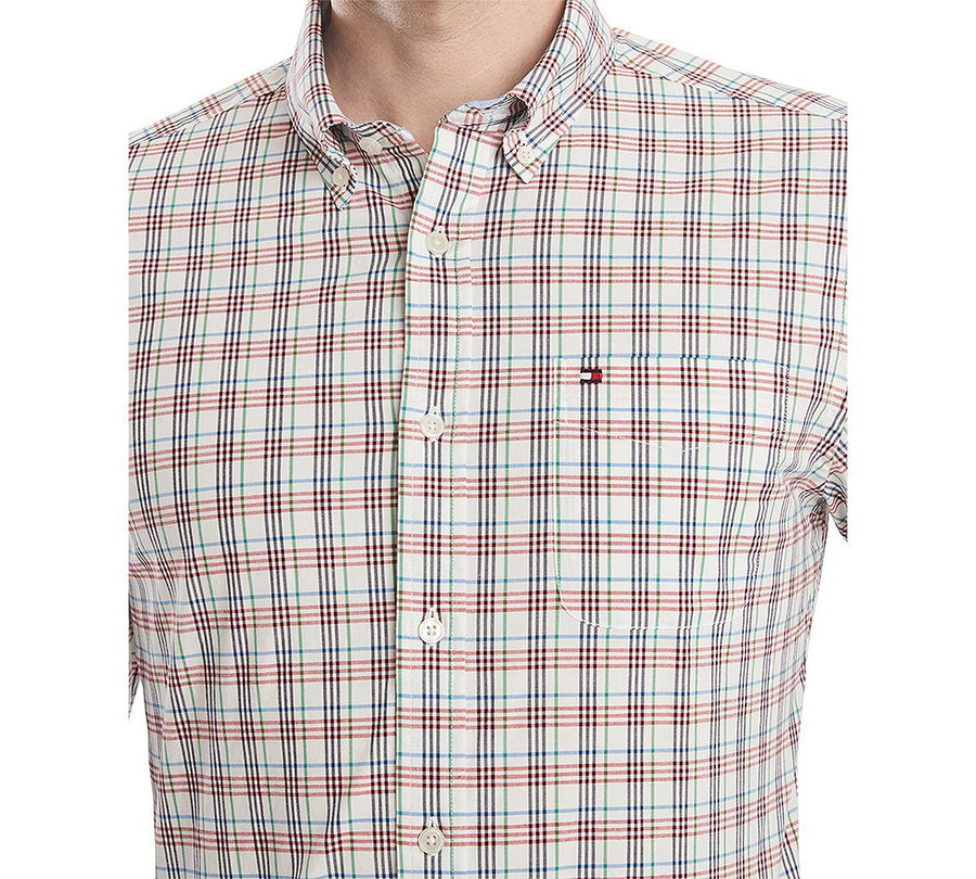 Tommy Hilfiger Custom-fit Stretch Sammy Plaid Shirt Apple Red