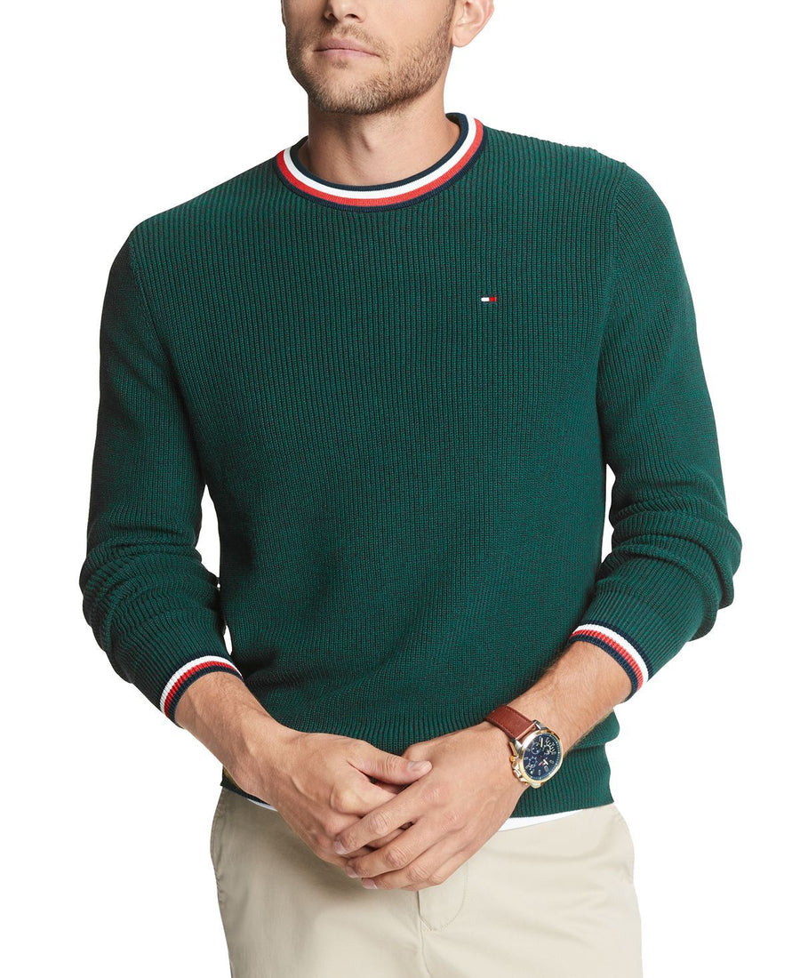 Tommy Hilfiger Geneva Regular-fit Tipped Ribbed-knit Sweater Botanical Garden