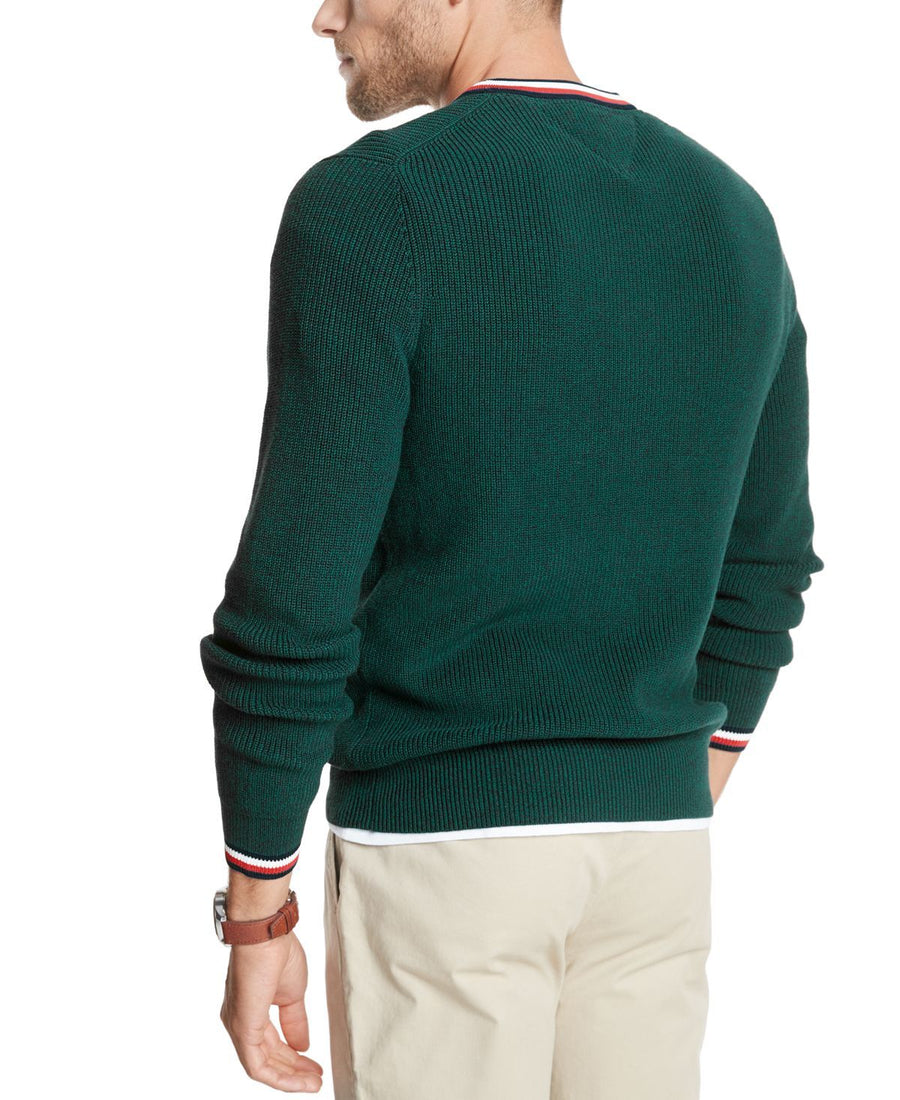 Tommy Hilfiger Geneva Regular-fit Tipped Ribbed-knit Sweater Botanical Garden