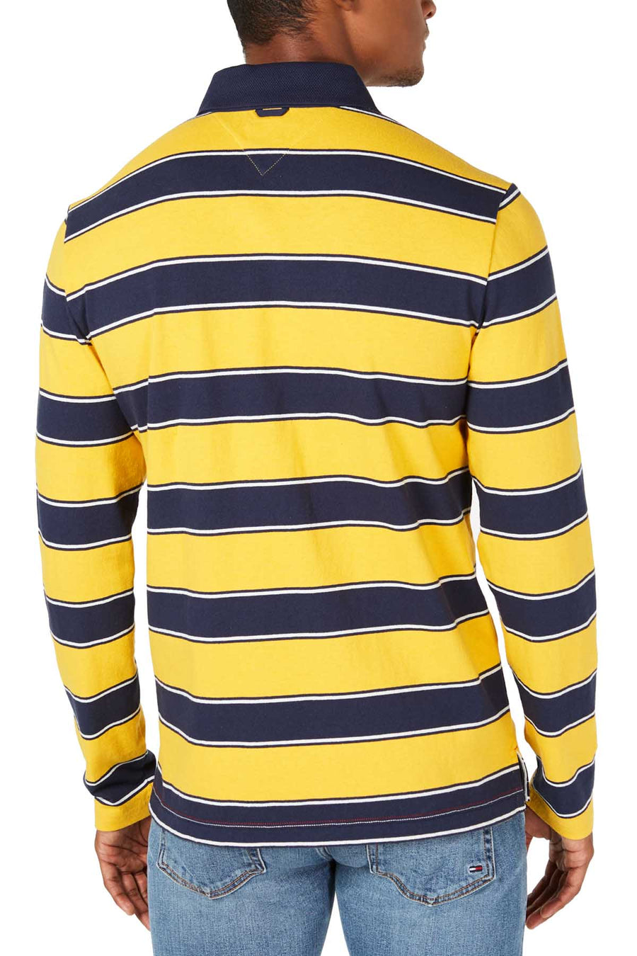 Tommy Hilfiger Golden Rod/Navy Striped Custom Fit Long Sleeve Polo Shirt