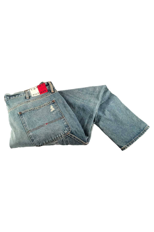 Tommy Hilfiger Medium Blue Wash Distressed Relaxed Tapered Jeans