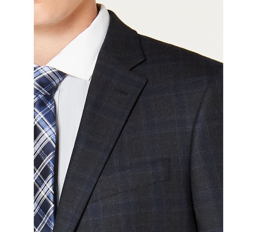 Tommy Hilfiger Modern-fit Thflex Stretch Blue/charcoal Windowpane Plaid Suit Jacket Blue/Charcoal