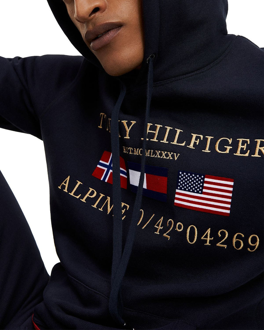Tommy Hilfiger Multi-flag Graphic Logo Hooded Sweatshirt Desert Sky