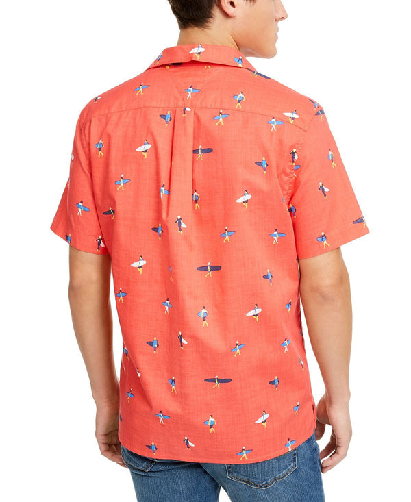 Tommy Hilfiger Reid Custom-fit Tropical-print Camp Collar Shirt Red