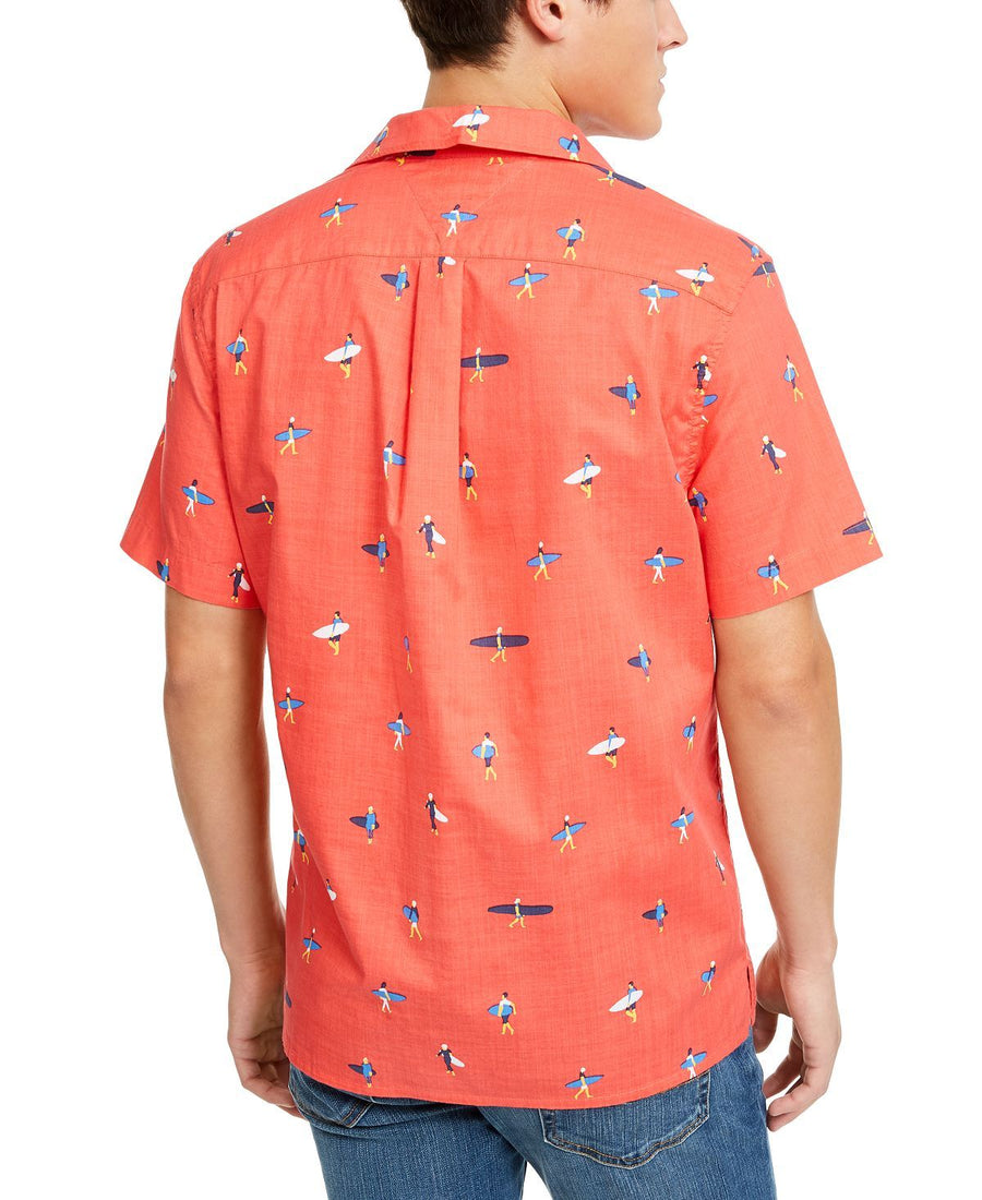 Tommy Hilfiger Reid Custom-fit Tropical-print Camp Collar Shirt Red