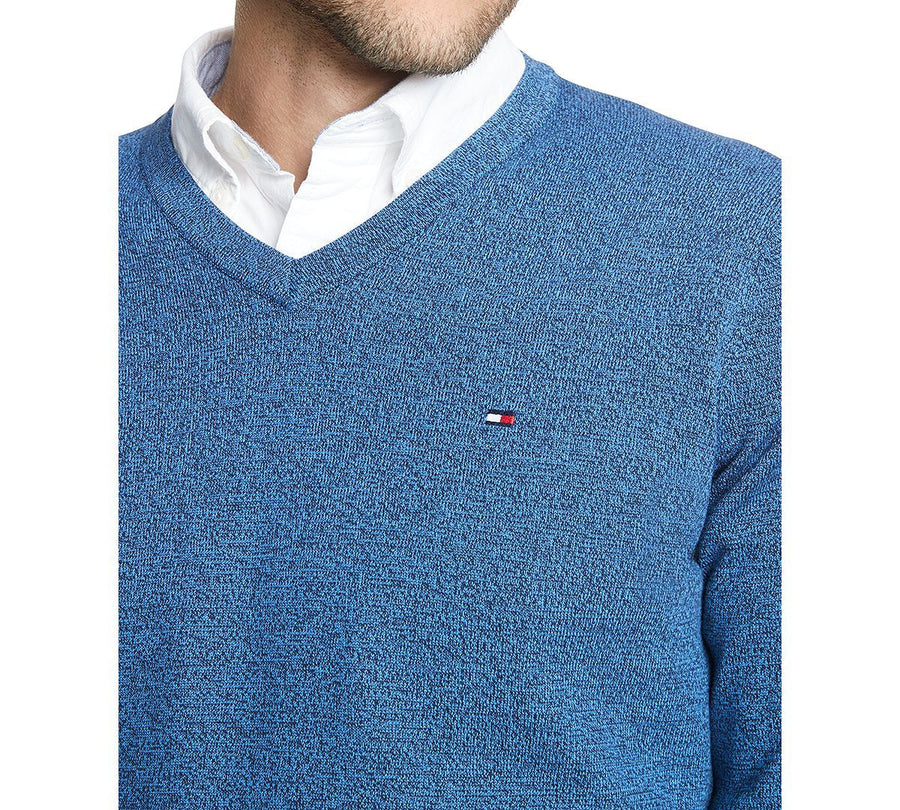 Tommy Hilfiger Signature Regular-fit Solid V-neck Sweater Cobalt / Navy