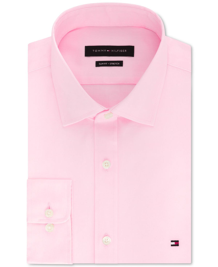 Tommy Hilfiger Slim-fit Stretch Solid Dress Shirt Online Exclusive Classic Pink