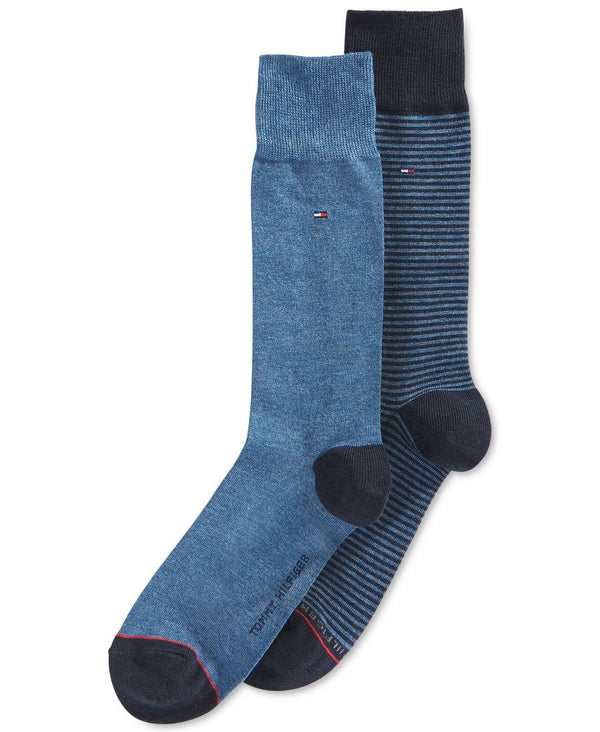 Tommy Hilfiger Striped Dress Socks 2 Pack Blue