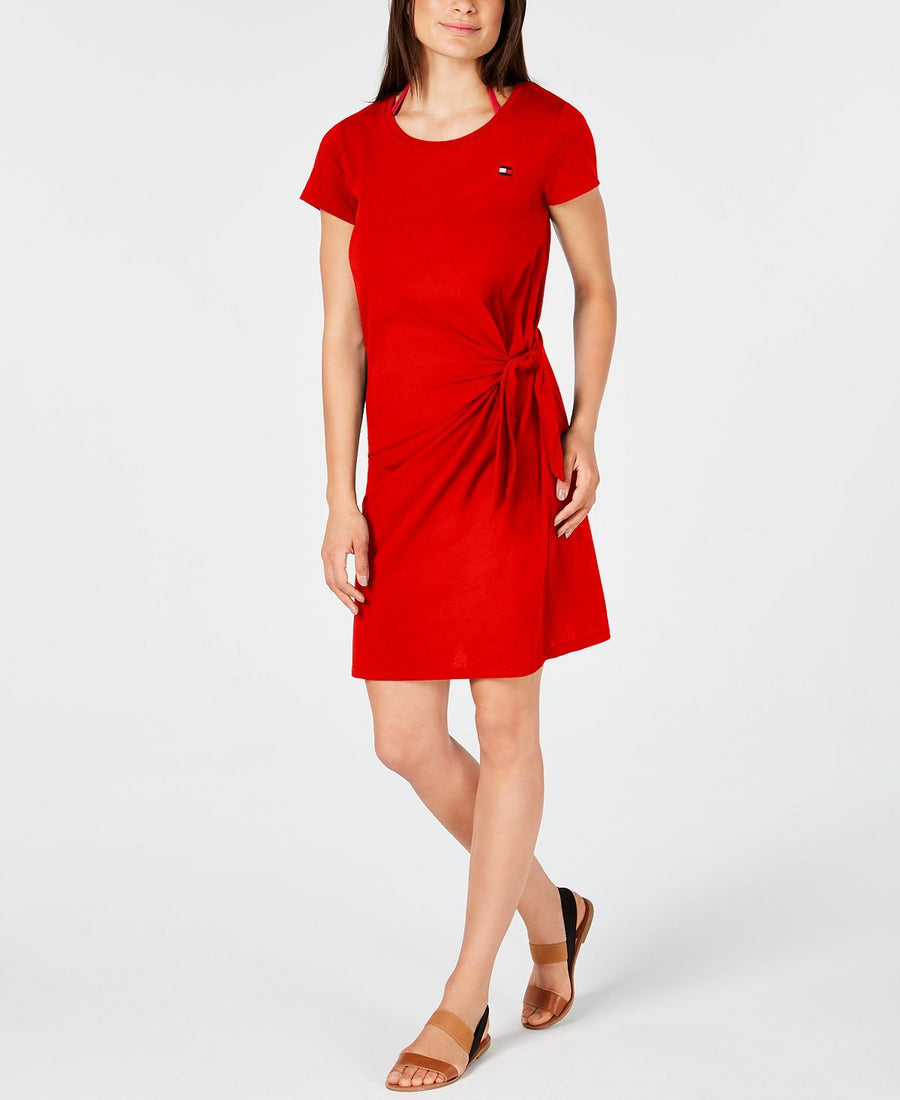 Tommy Hilfiger Tie-front Cover-up Dress Scarlet