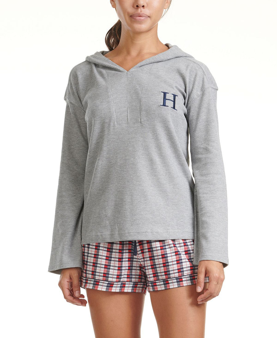 Tommy Hilfiger Waffle Knit Loungewear Hoodie Heather Grey