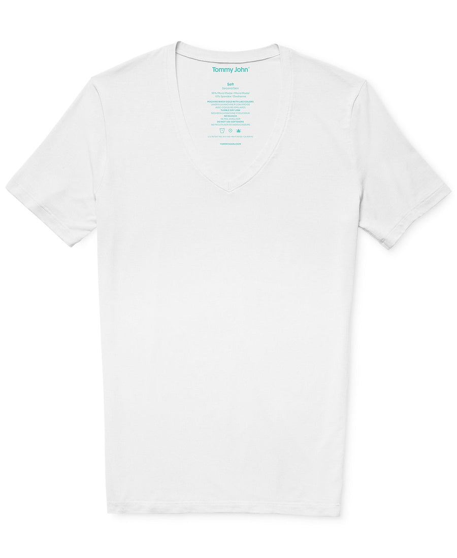 Tommy John Deep V-neck Stay Tucked Undershirt White