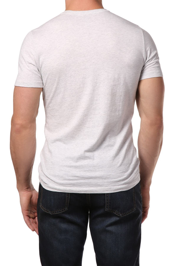 Trend Cream Marle Y-Neck Henley Tee