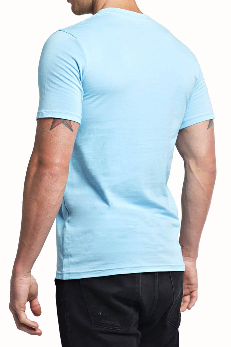 Trend Sky Blue Stretch V-Neck Tee