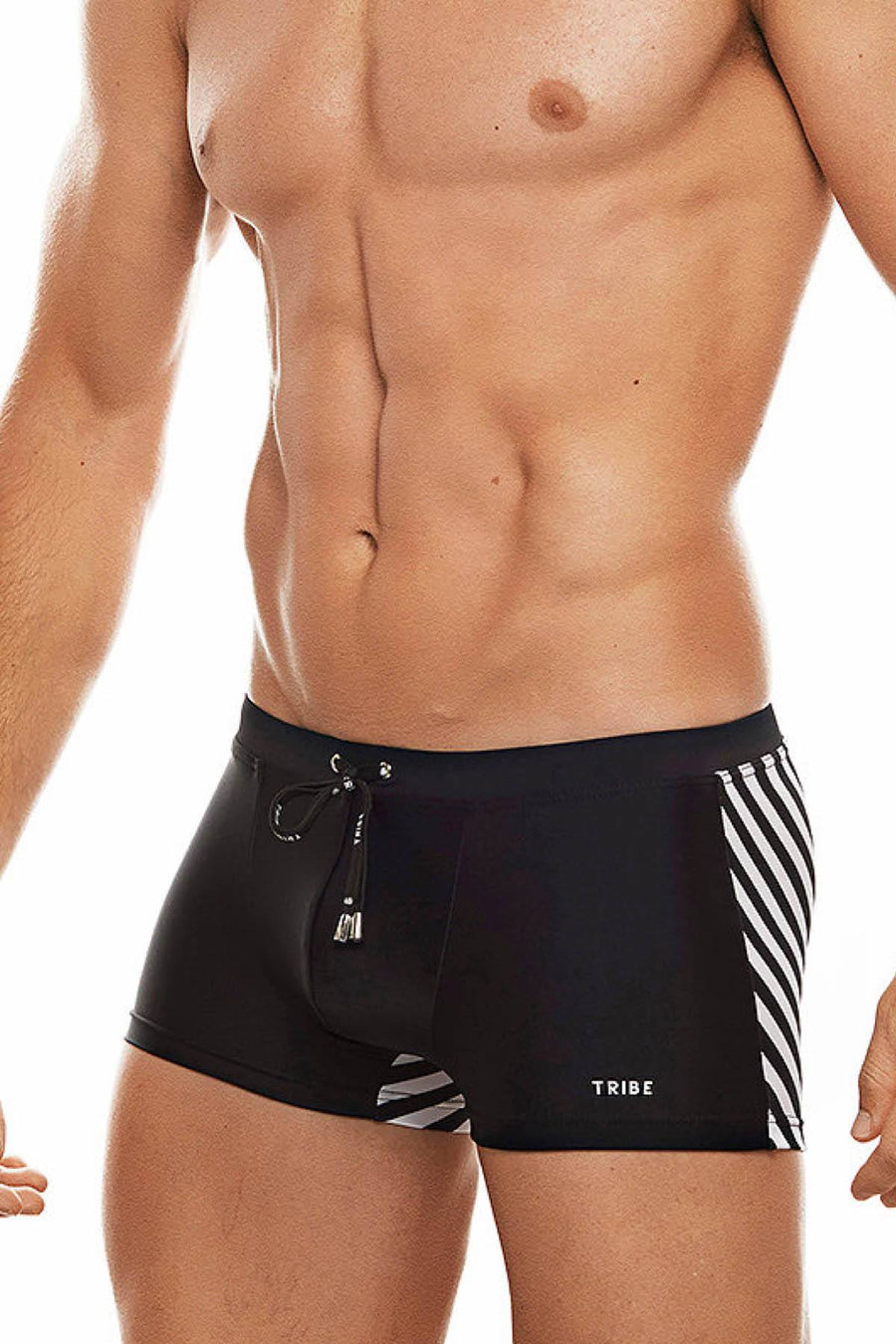 Tribe Black/White Saint Tropez Swim Trunk