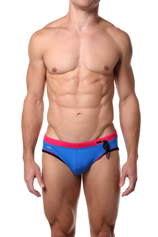Tribe Cobalt-Blue/Pink Oceanic Lo-Rise Swim Brief