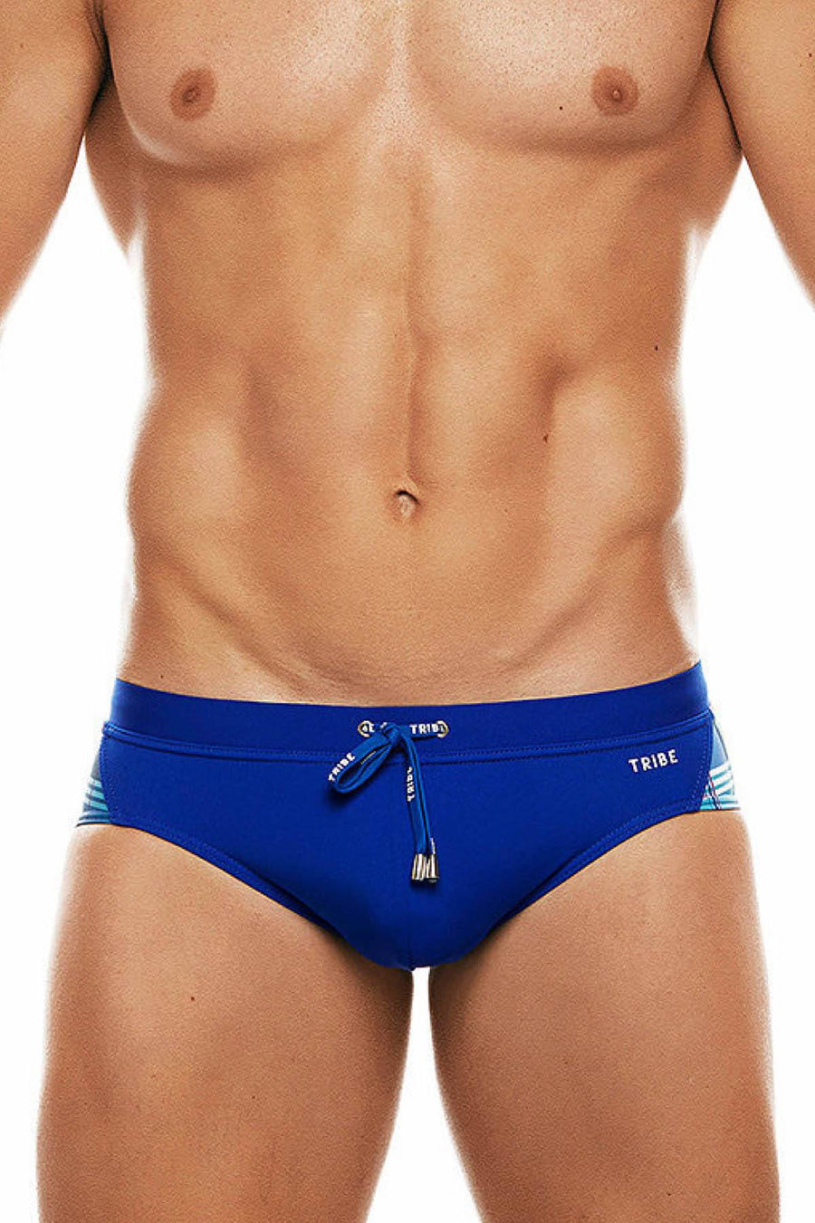Tribe Electric-Blue/White Highland-Fling Low-Rise Swim Brief