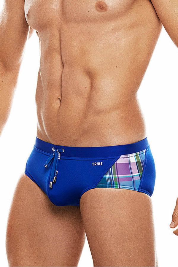 Tribe Electric-Blue/White Highland-Fling Swim Boy-Brief