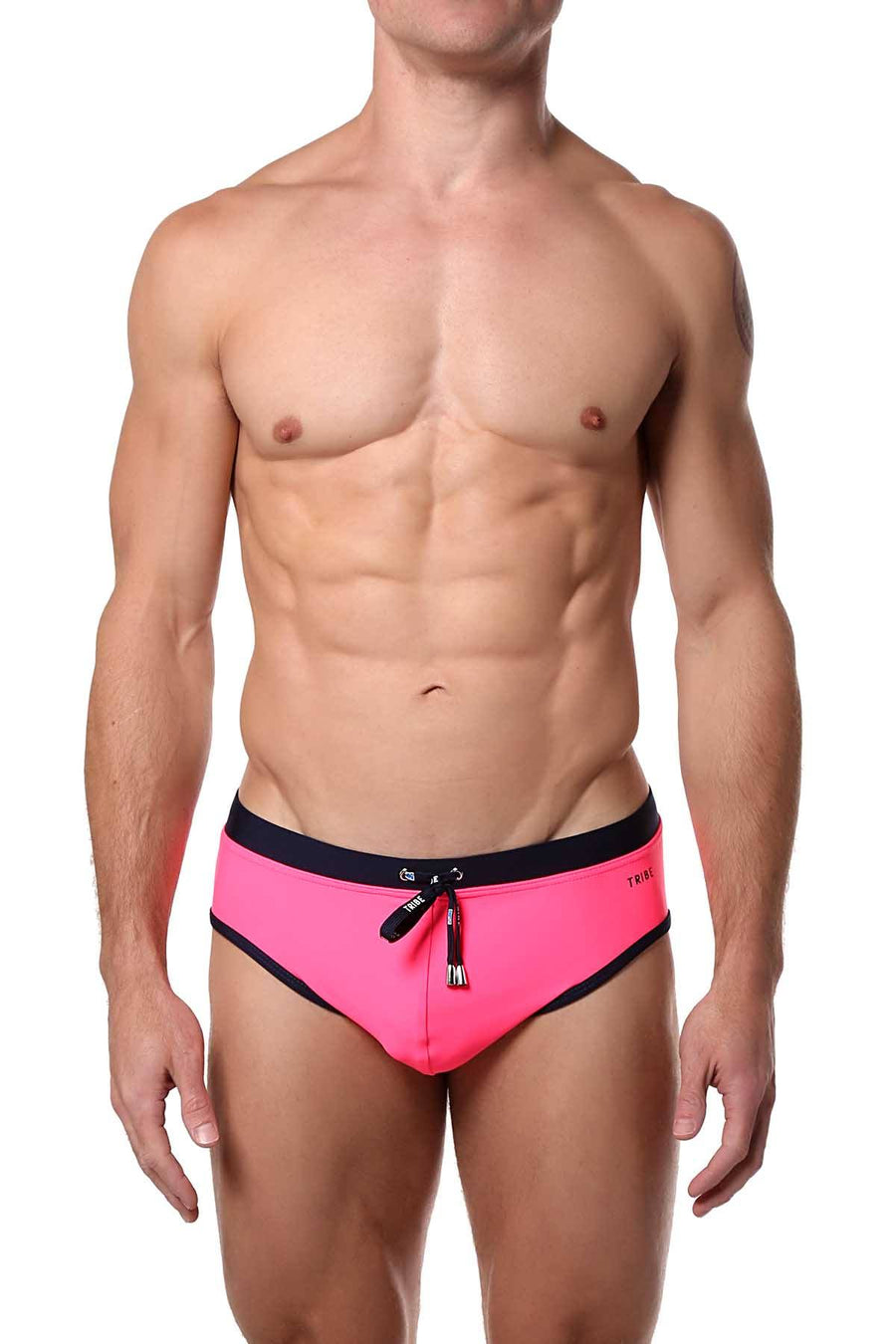 Tribe Fluorescent-Pink/Navy Atlantic Low-Rise Swim Brief