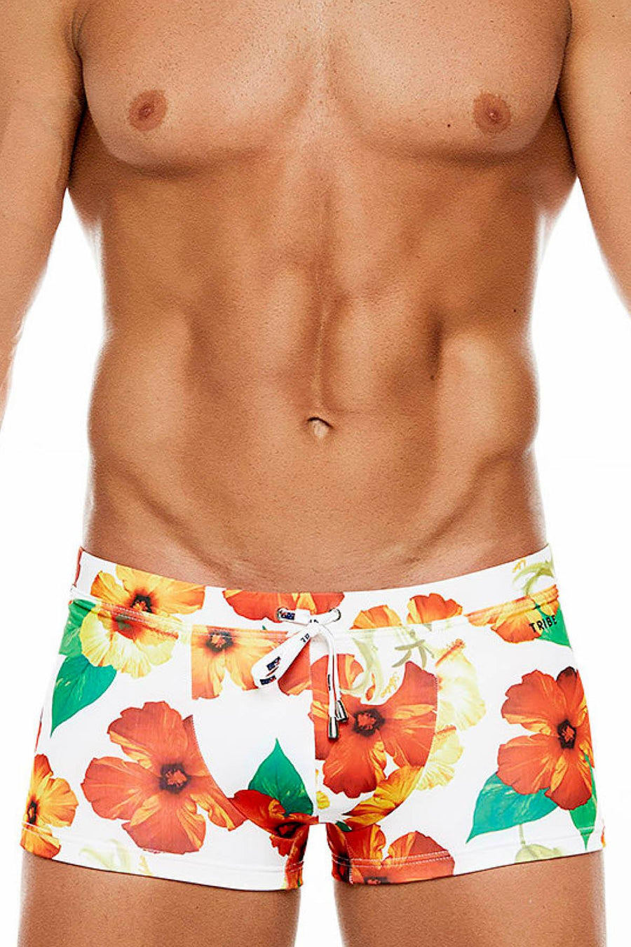 Tribe Full-Hibiscus Printed Maui Swim Trunk