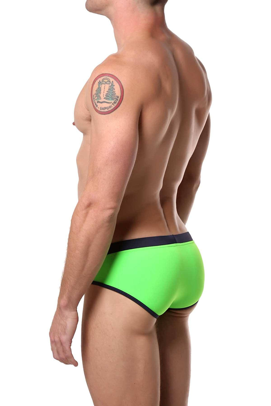 Tribe Lime/Navy Atlantic Low-Rise Swim Brief