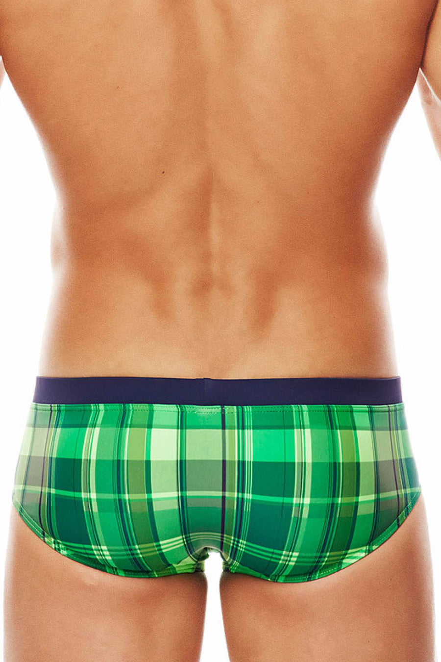 Tribe Lime/Navy Plaid Highlander Swim Boy-Brief