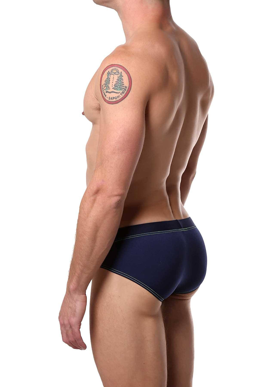 Tribe Lime/Navy/White Capri Low-Rise Swim Brief