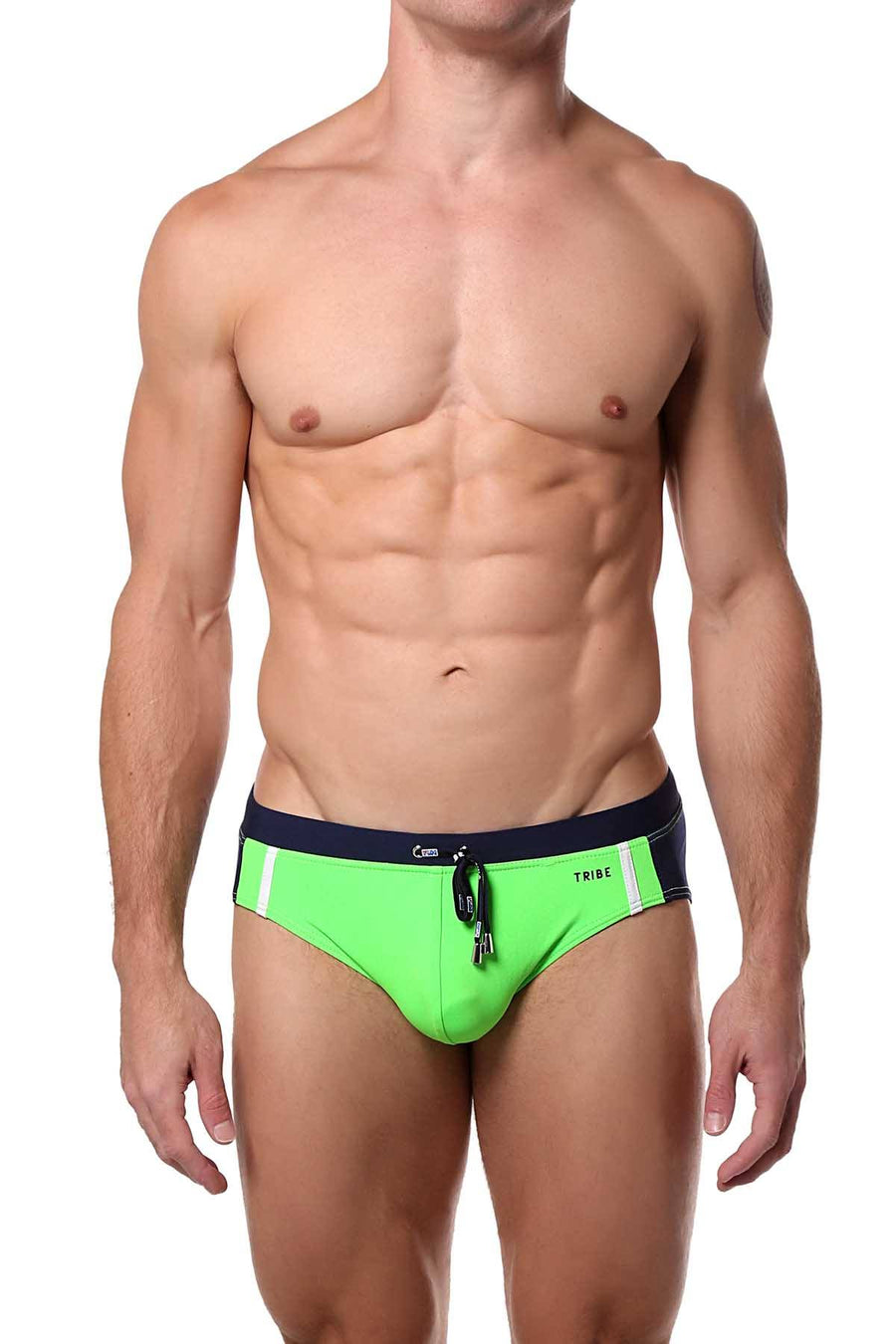 Tribe Lime/Navy/White Capri Low-Rise Swim Brief