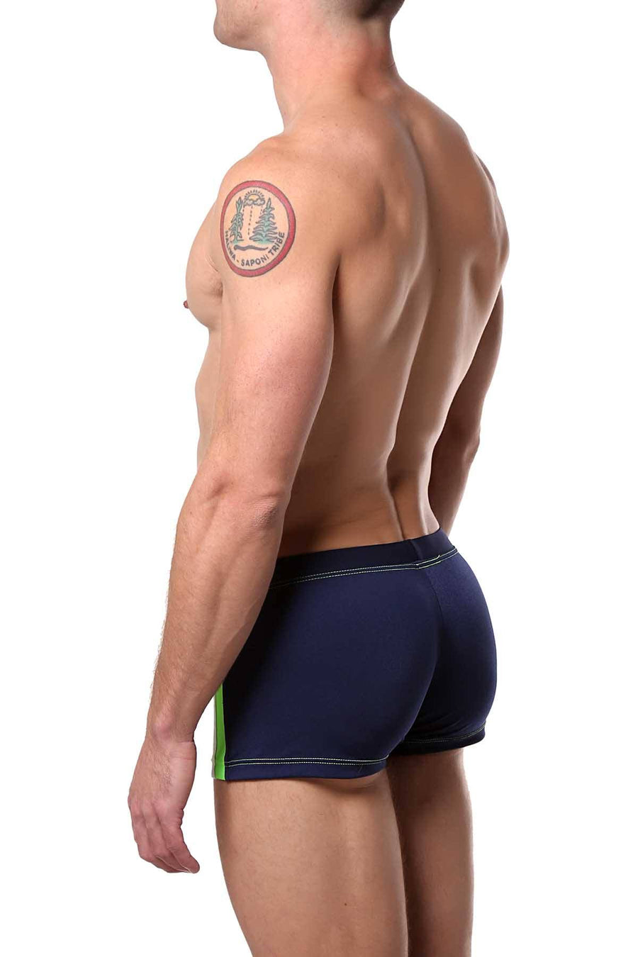 Tribe Lime/Navy/White Capri Swim Trunk