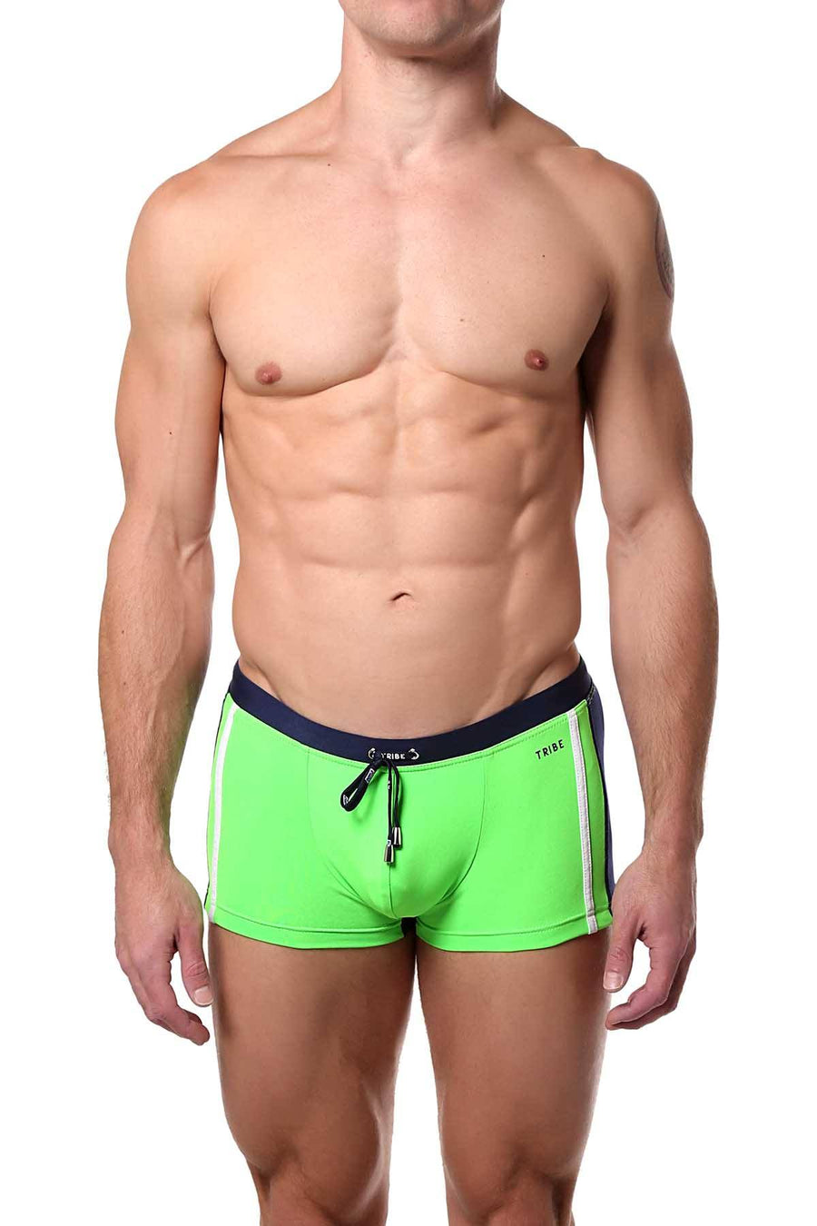 Tribe Lime/Navy/White Capri Swim Trunk