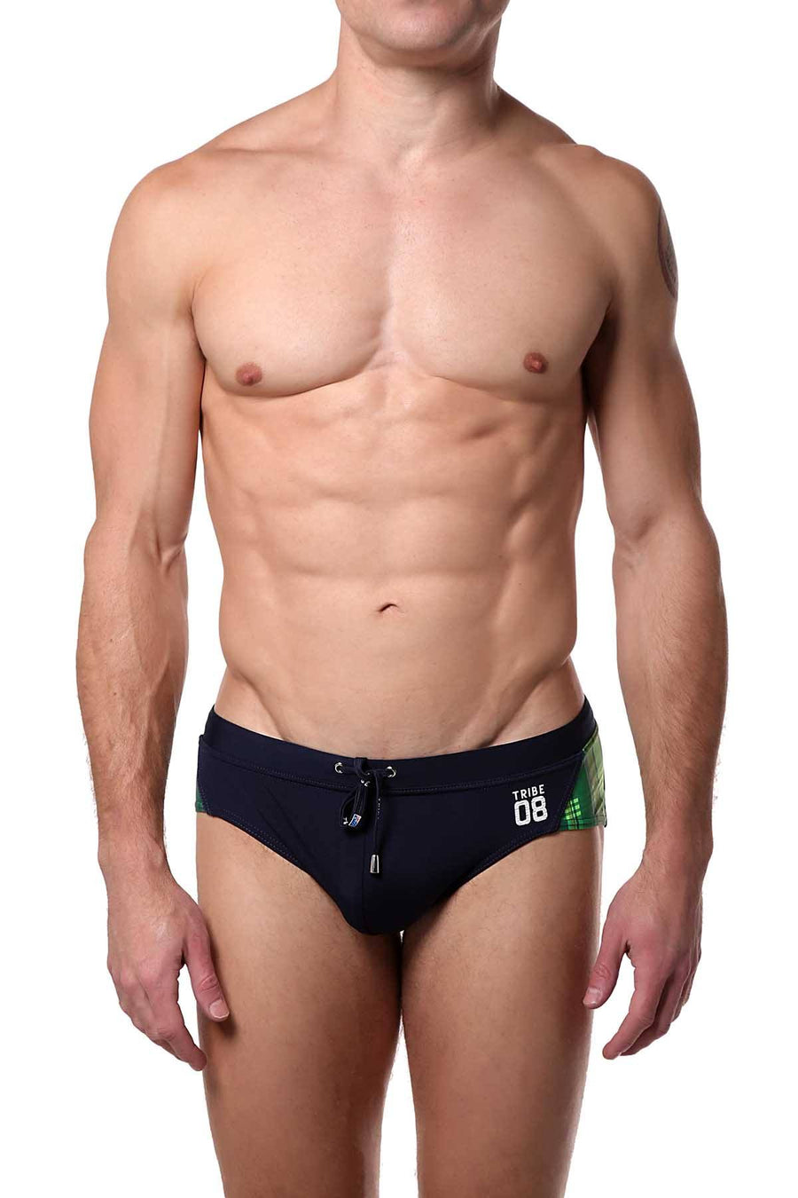 Tribe Navy/Green 08 Highland-Fling Low-Rise Swim Brief