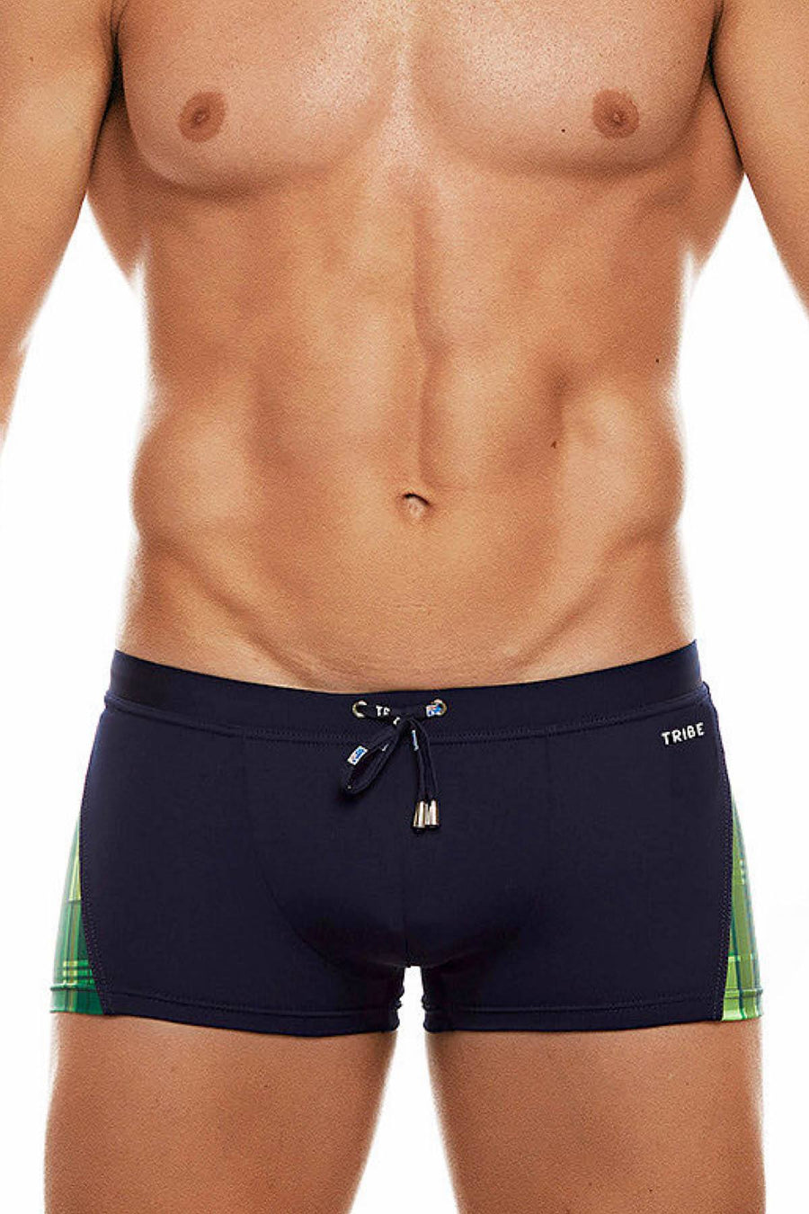 Tribe Navy/Green Highland-Fling Swim Trunk