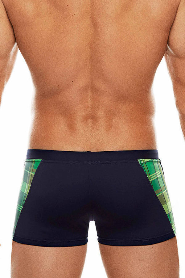 Tribe Navy/Green Highland-Fling Swim Trunk