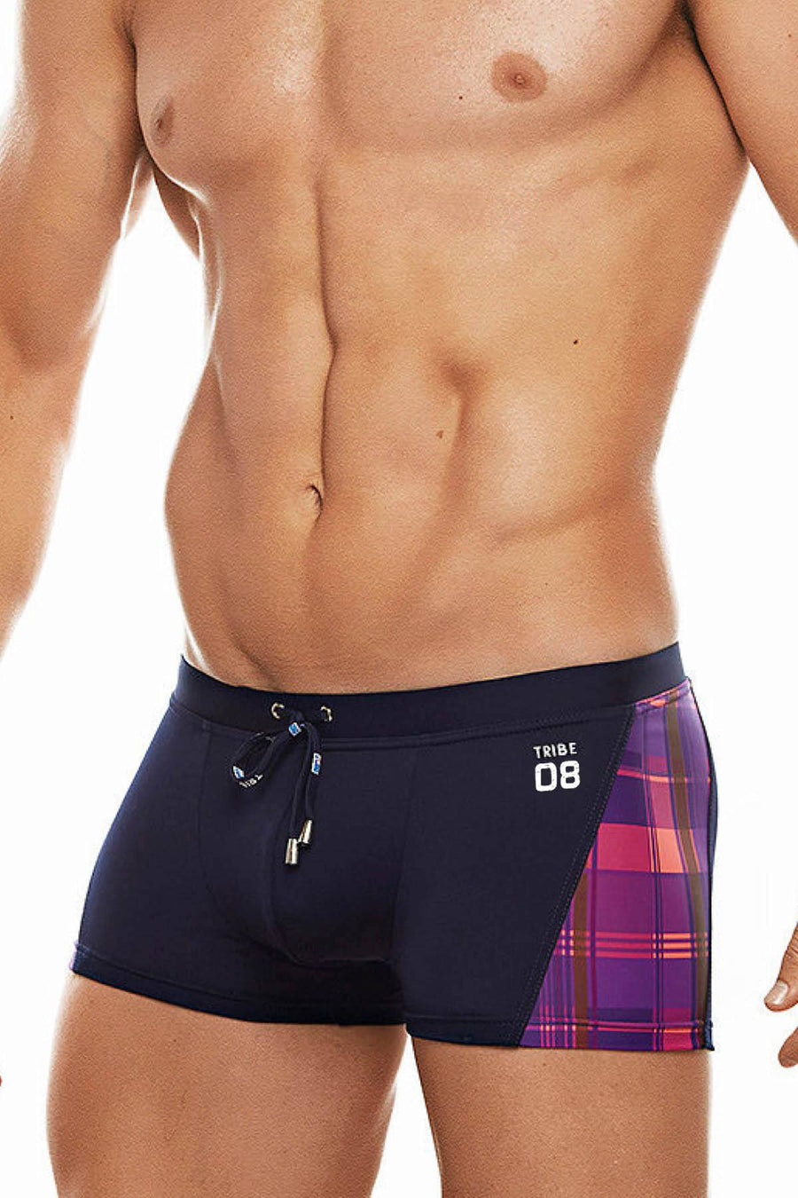 Tribe Navy/Pink 08 Highland-Fling Swim Trunk