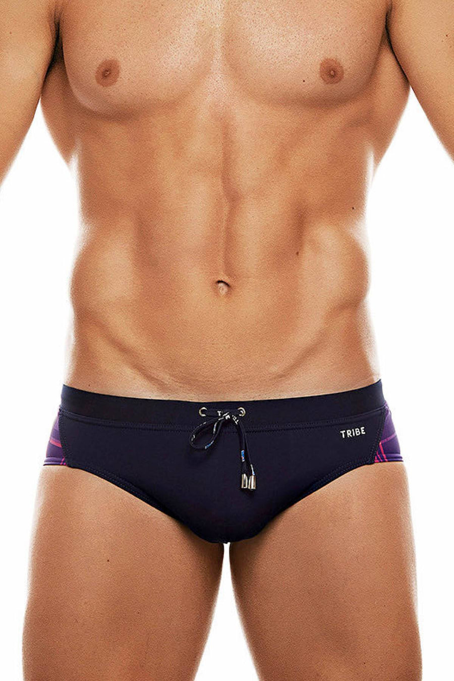 Tribe Navy/Pink Highland-Fling Low-Rise Swim Brief