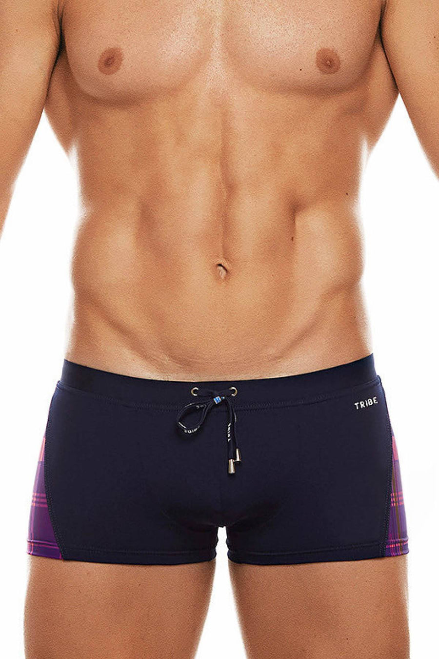 Tribe Navy/Pink Highland-Fling Swim Trunk