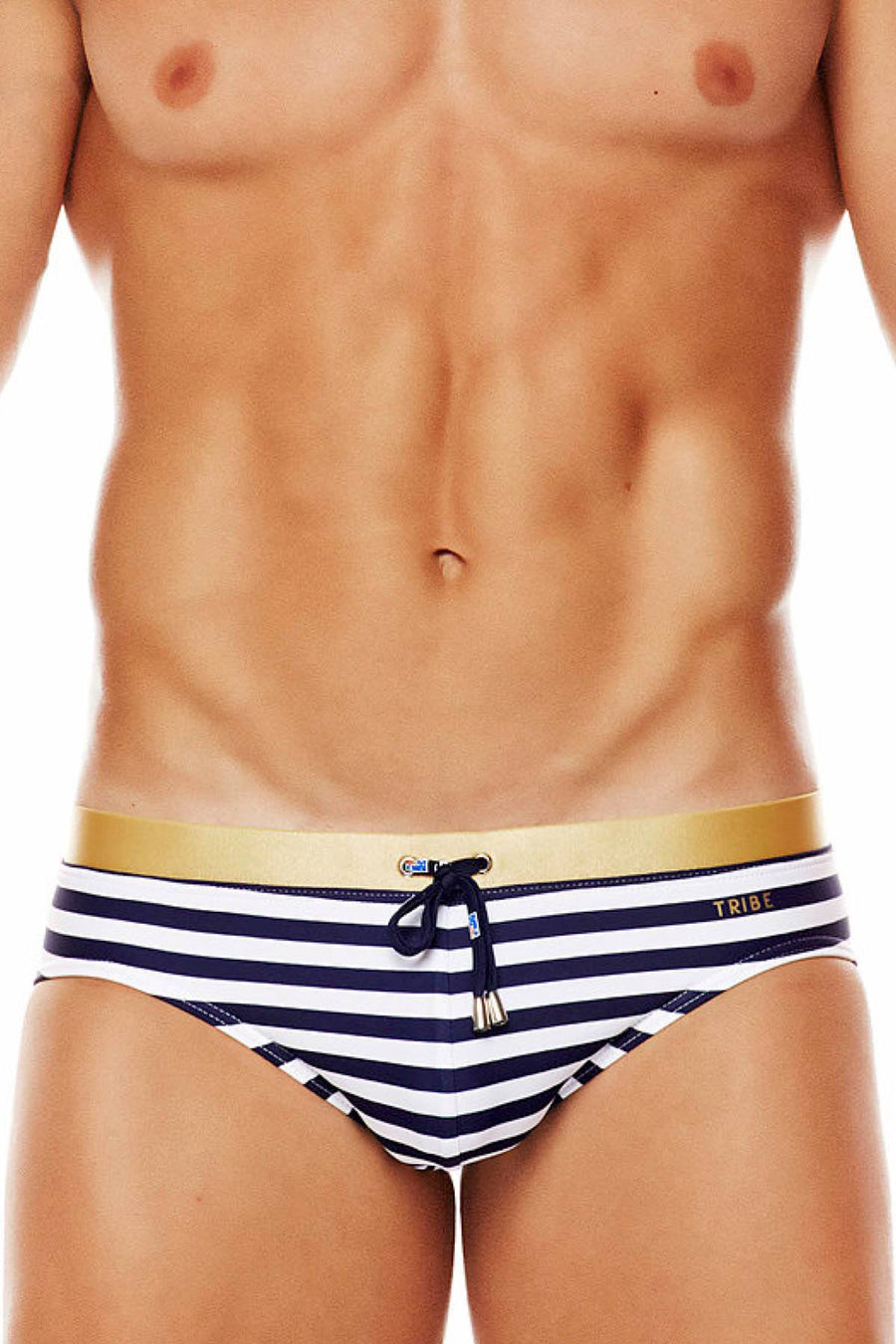 Tribe Navy/White/Gold Riviera Shimmer Low-Rise Swim Brief